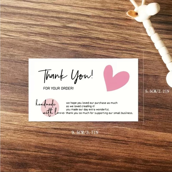 50 Cards, Thank You Handmade with Love, Cards 3.5” X 2” - Picture 3 of 3